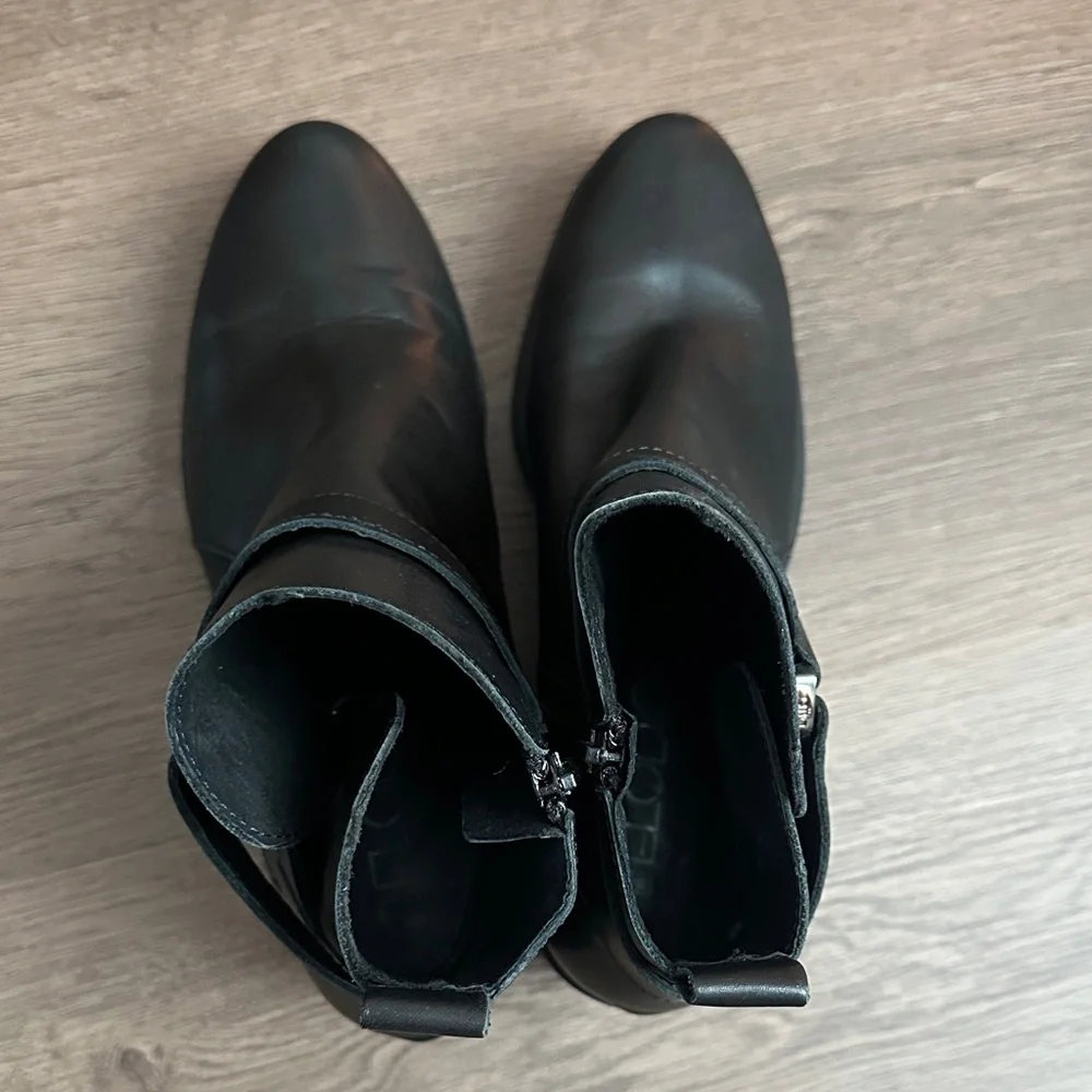 Elodie Black Leather Ankle Boots